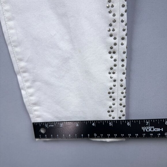 D Jeans Ankle Skinny Jeans Womens Size 12P Studded Hem Mid Rise White - Picture 10 of 12